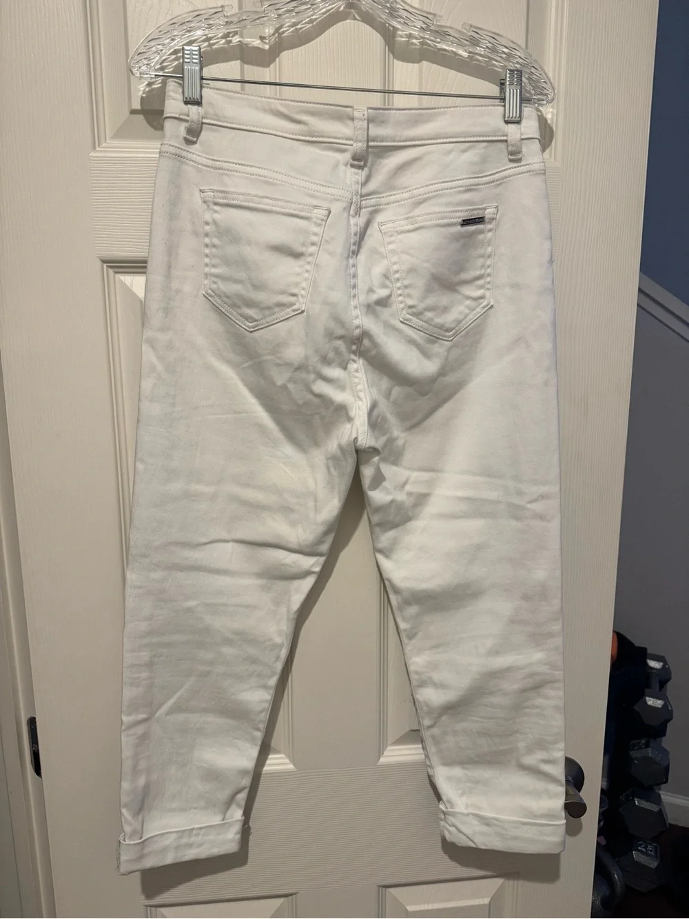Michael Kors White High-Rise Button-Fly Jeans